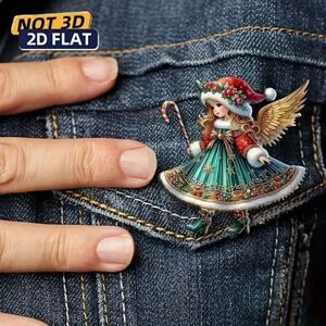 2D Flat, 2D Flat Elegant Charming Christmas Princess with Candy Cane Brooch